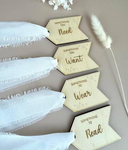 Christmas 'Something' gift tag set  - White Ribbon