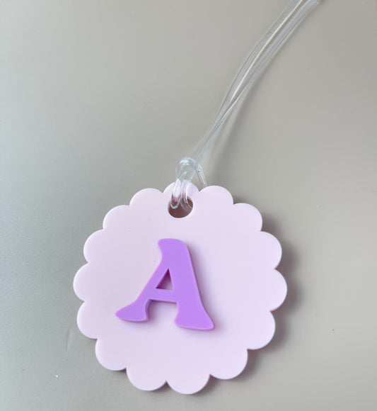 Initial Bag Tag - Pink - Choose your Letter