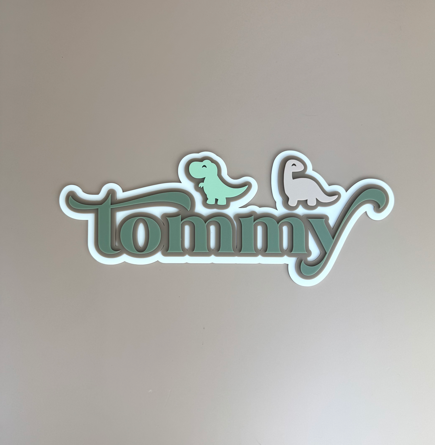 Custom Name Sign Detailed | Layered acrylic name plaque - Dinosaurs