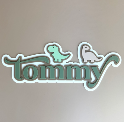 Custom Name Sign Detailed | Layered acrylic name plaque - Dinosaurs