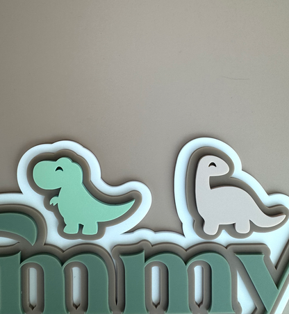 Custom Name Sign Detailed | Layered acrylic name plaque - Dinosaurs