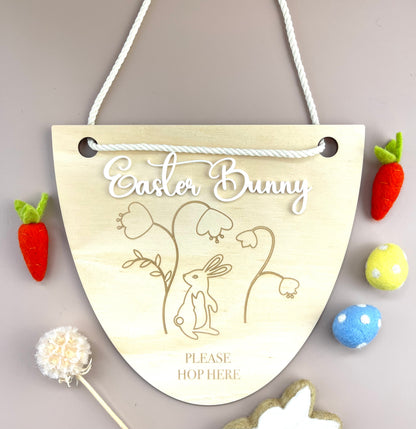 Easter Bunny please hop here - Hanging sign