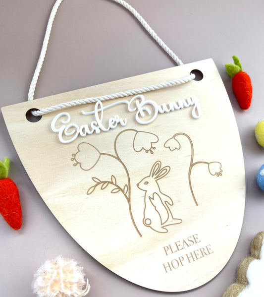 Easter Bunny please hop here - Hanging sign