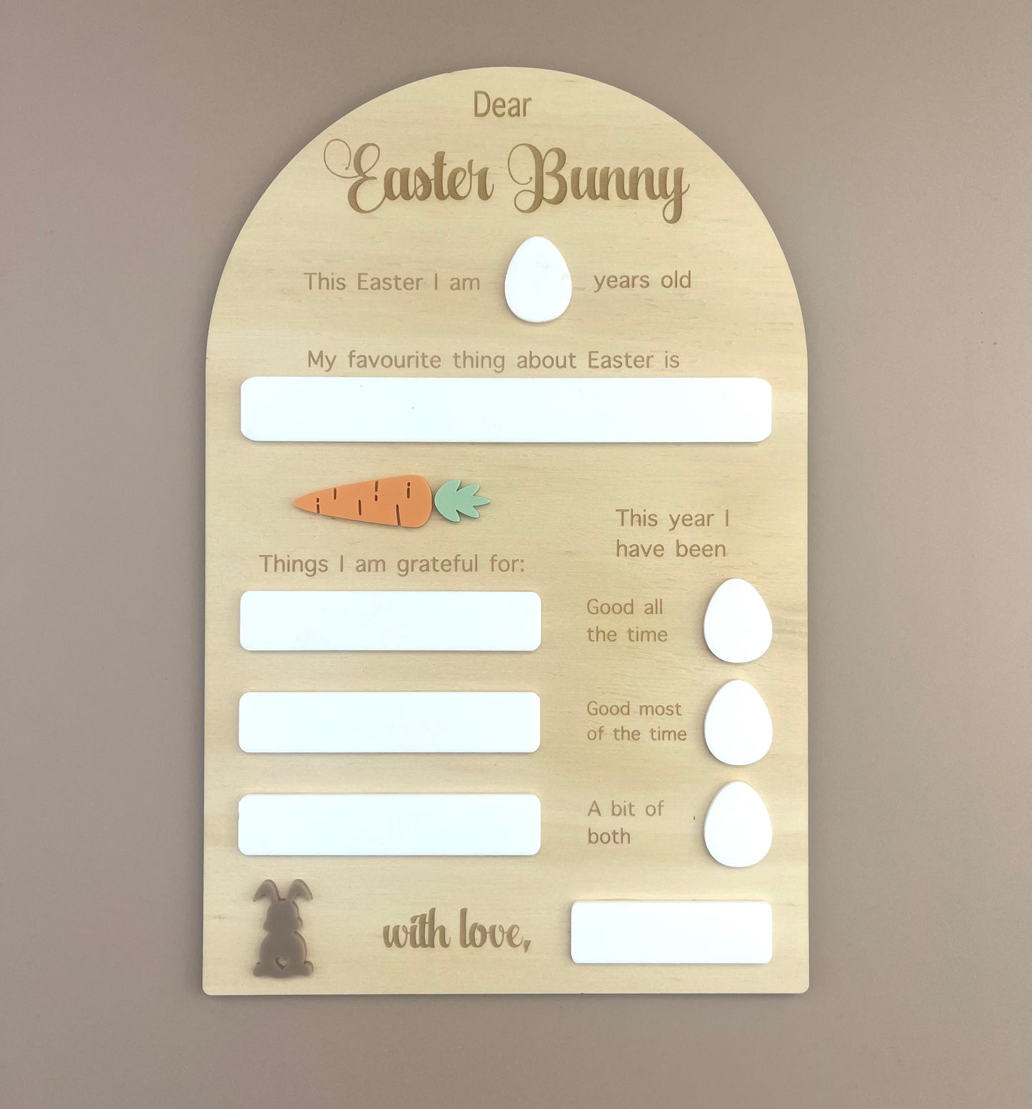 Dear Easter Bunny - Fill in Board