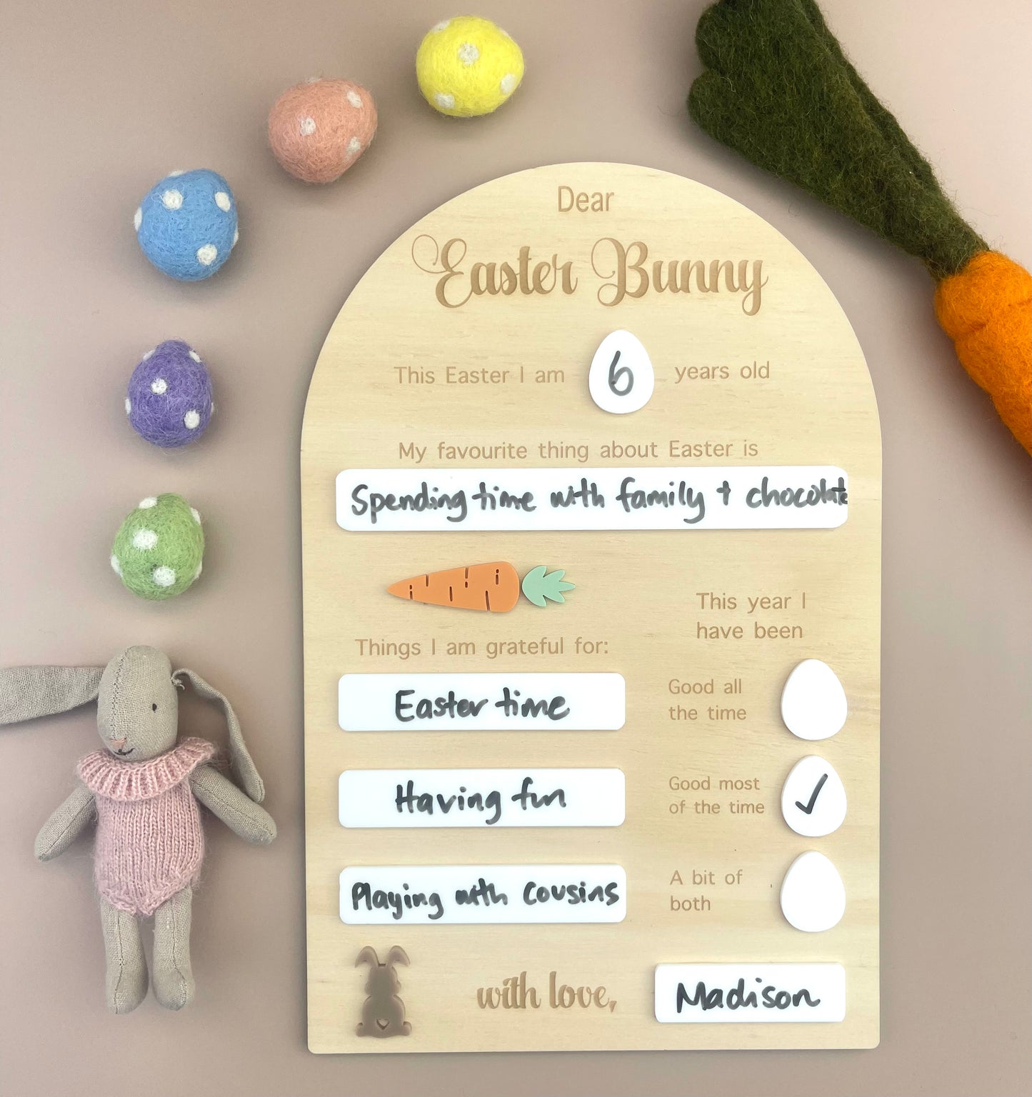 Dear Easter Bunny - Fill in Board