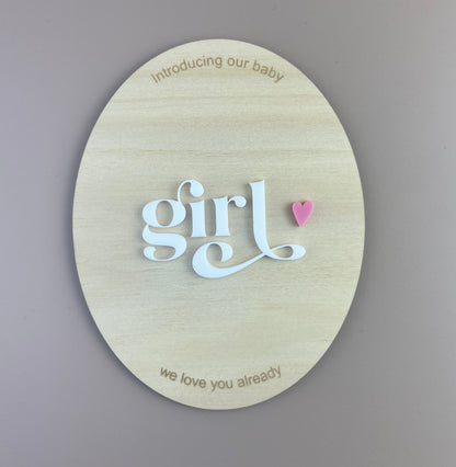 Introducing our Baby Girl - Birth Announcement Plaque