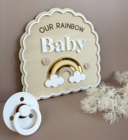 Rainbow Baby Pregnancy Announcement Plaque