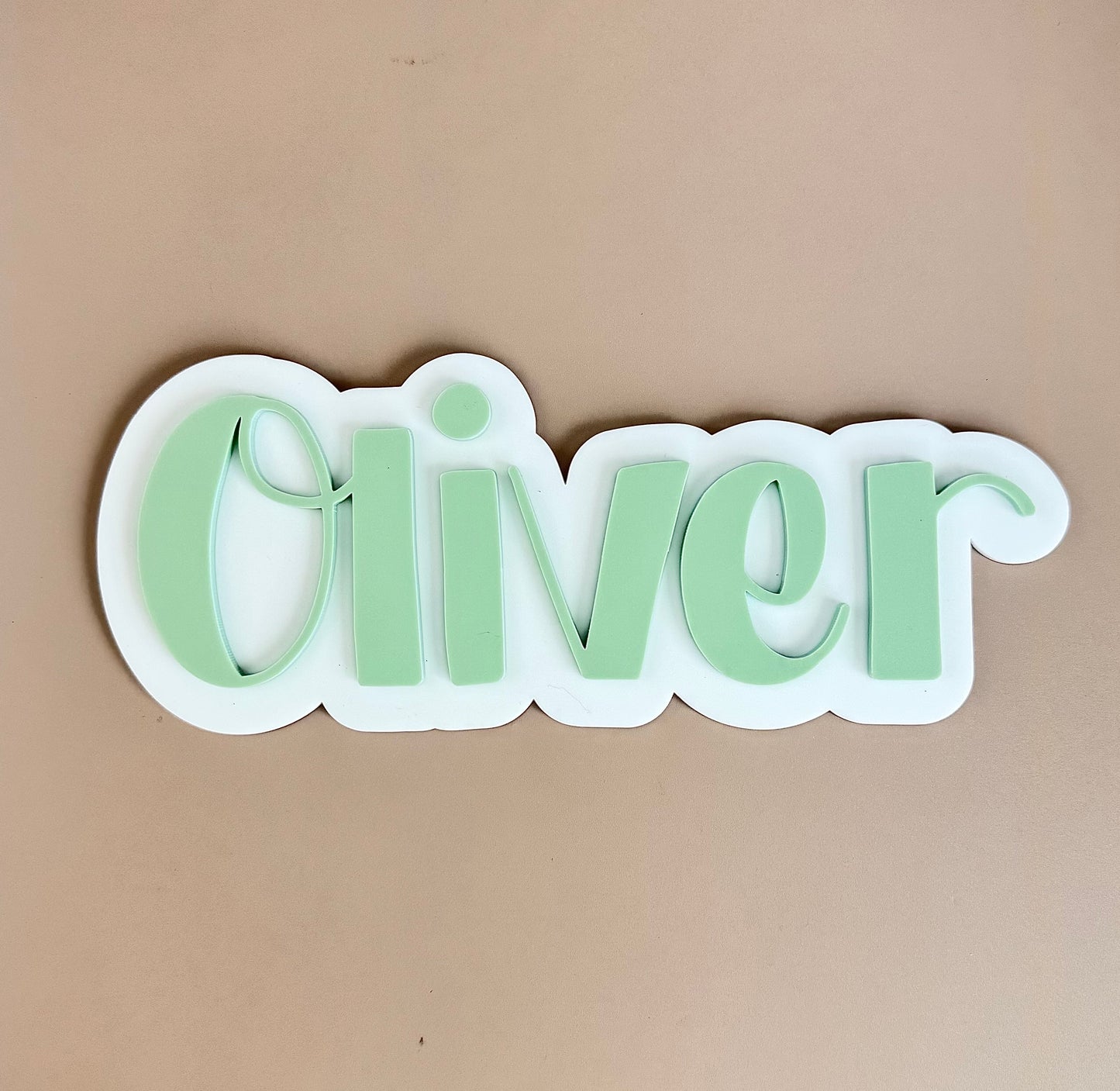 Custom Name Sign Simple | Two Layered acrylic name plaque - Sage & White