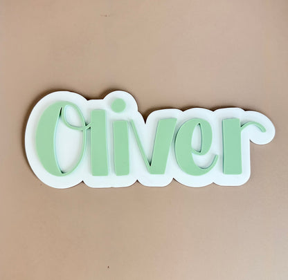 Custom Name Sign Simple | Two Layered acrylic name plaque - Sage & White