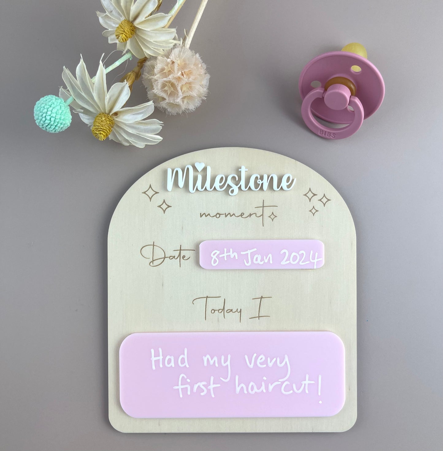 Milestone Moment Plaque - Pink