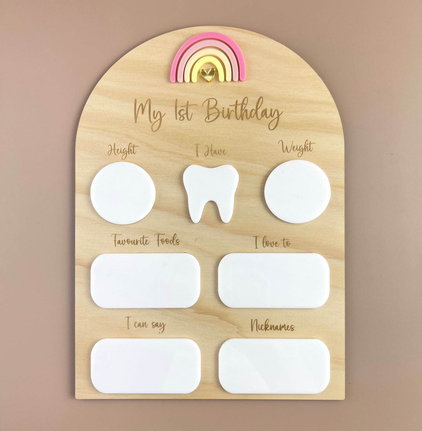 My 1st Birthday Board - Pink Rainbow