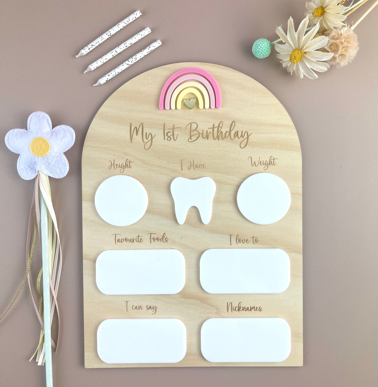 My 1st Birthday Board - Pink Rainbow