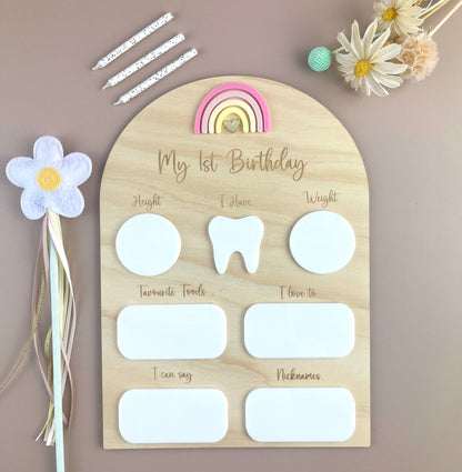 My 1st Birthday Board - Pink Rainbow