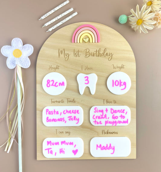 My 1st Birthday Board - Pink Rainbow