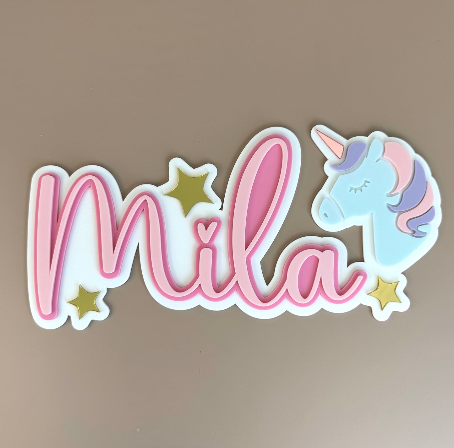 Custom Name Sign Detailed | Layered acrylic name plaque - Unicorns