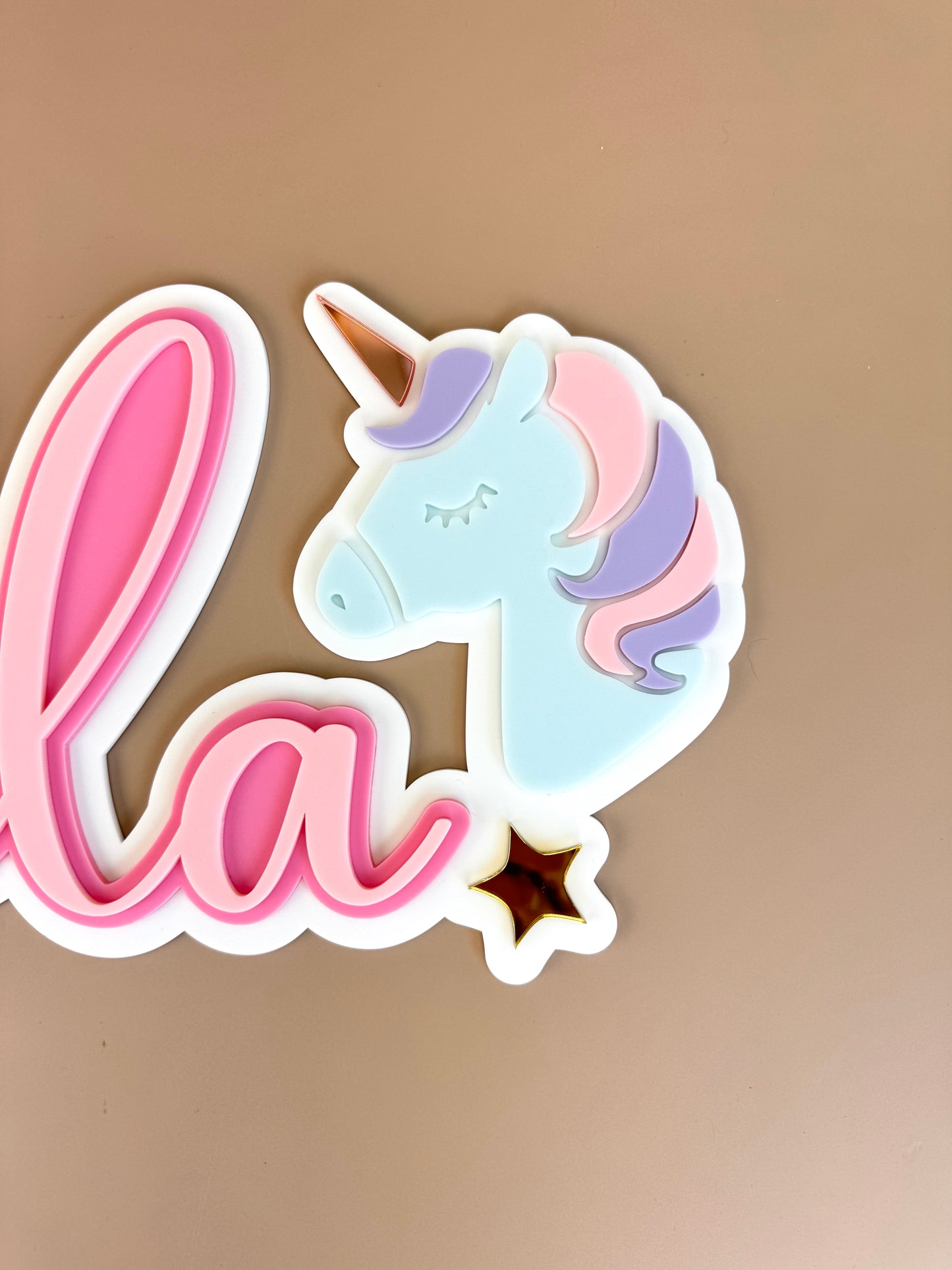 Custom Name Sign Detailed | Layered acrylic name plaque - Unicorns