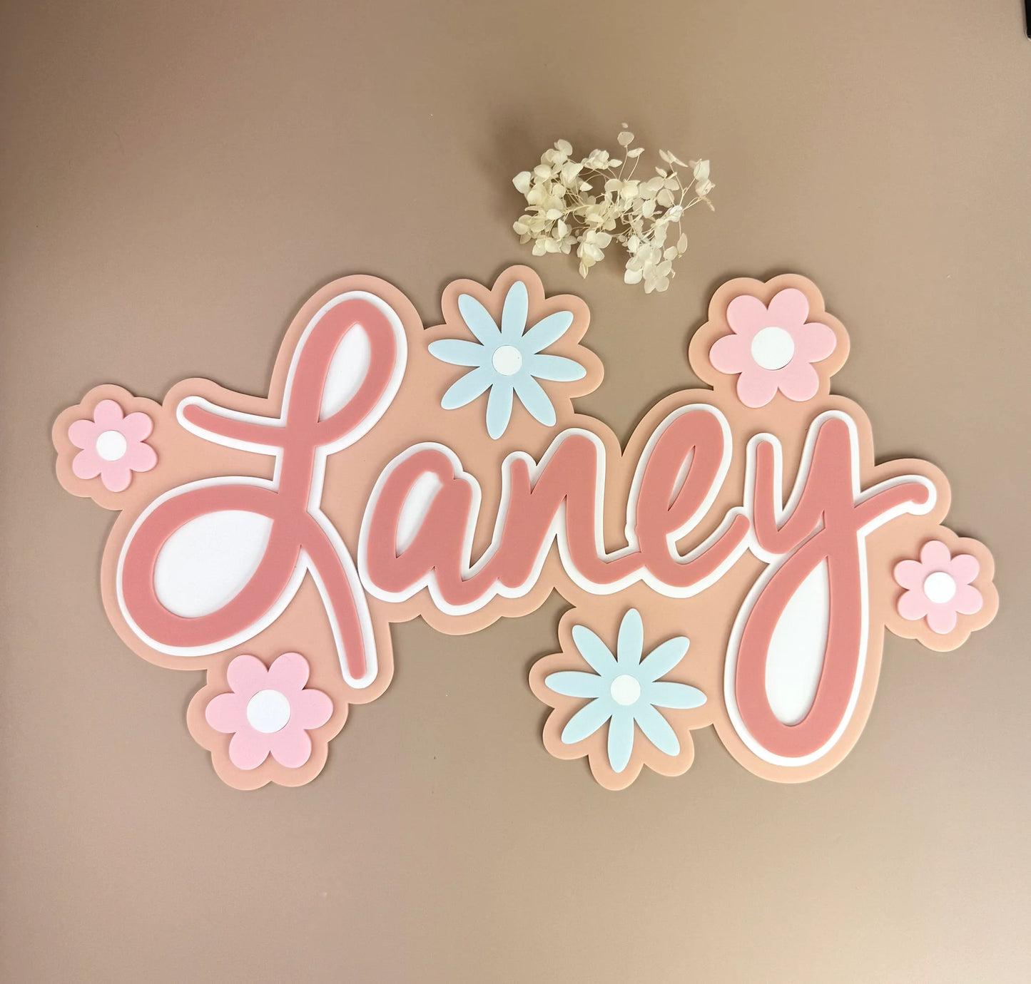 Custom Name Sign Detailed | Layered acrylic name plaque - Pretty Garden