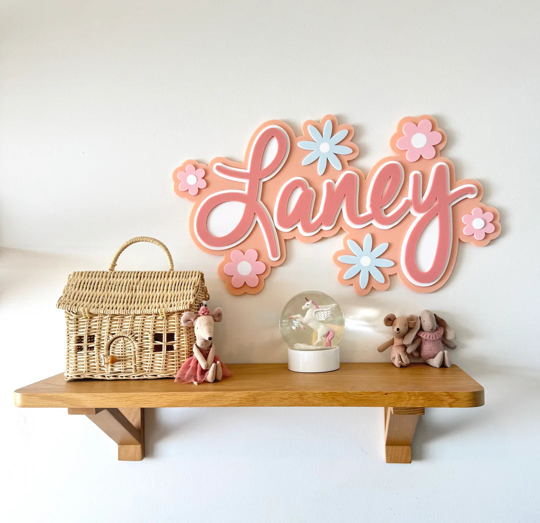 Custom Name Sign Detailed | Layered acrylic name plaque - Pretty Garden