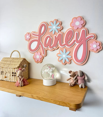 Custom Name Sign Detailed | Layered acrylic name plaque - Pretty Garden