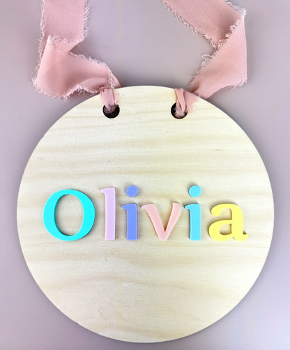 Hanging Custom Name Sign - Rainbow