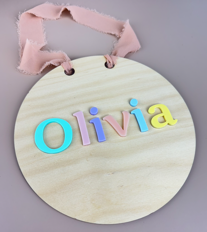 Hanging Custom Name Sign - Rainbow