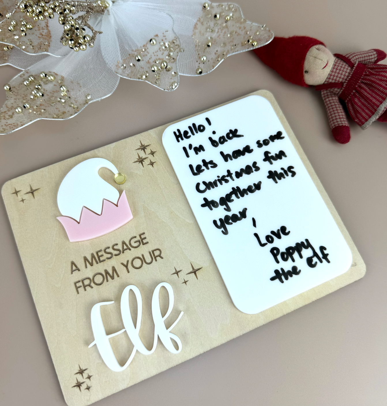 A message from your elf reusable board - Blush