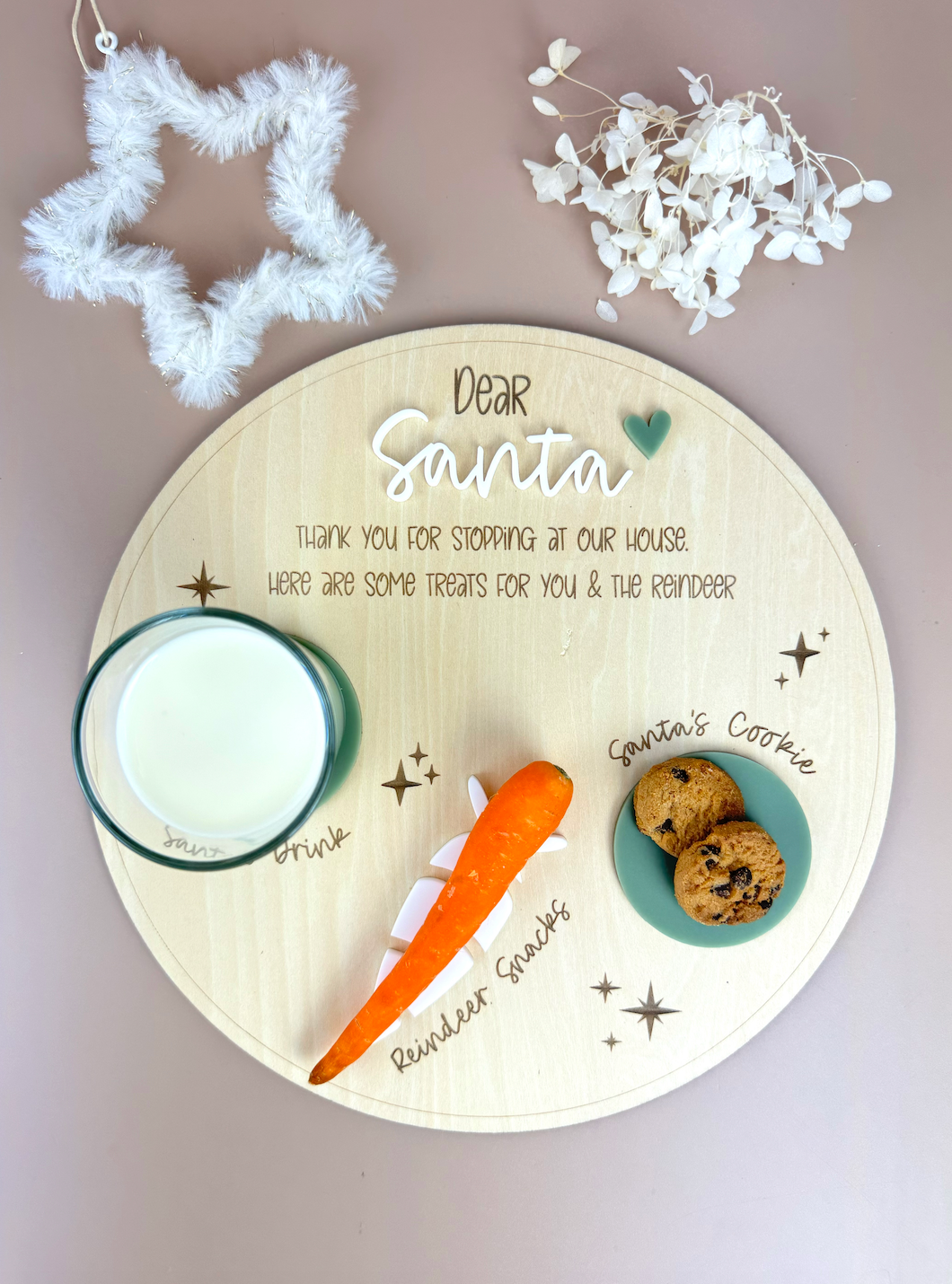 Dear Santa Tray - Round Olive - Christmas Eve Treat Board