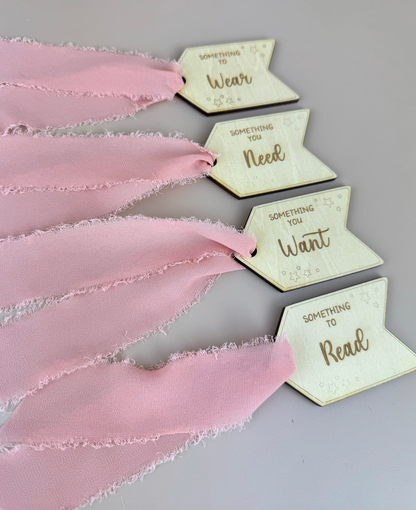 Christmas 'Something' gift tag set  - Pink Ribbon