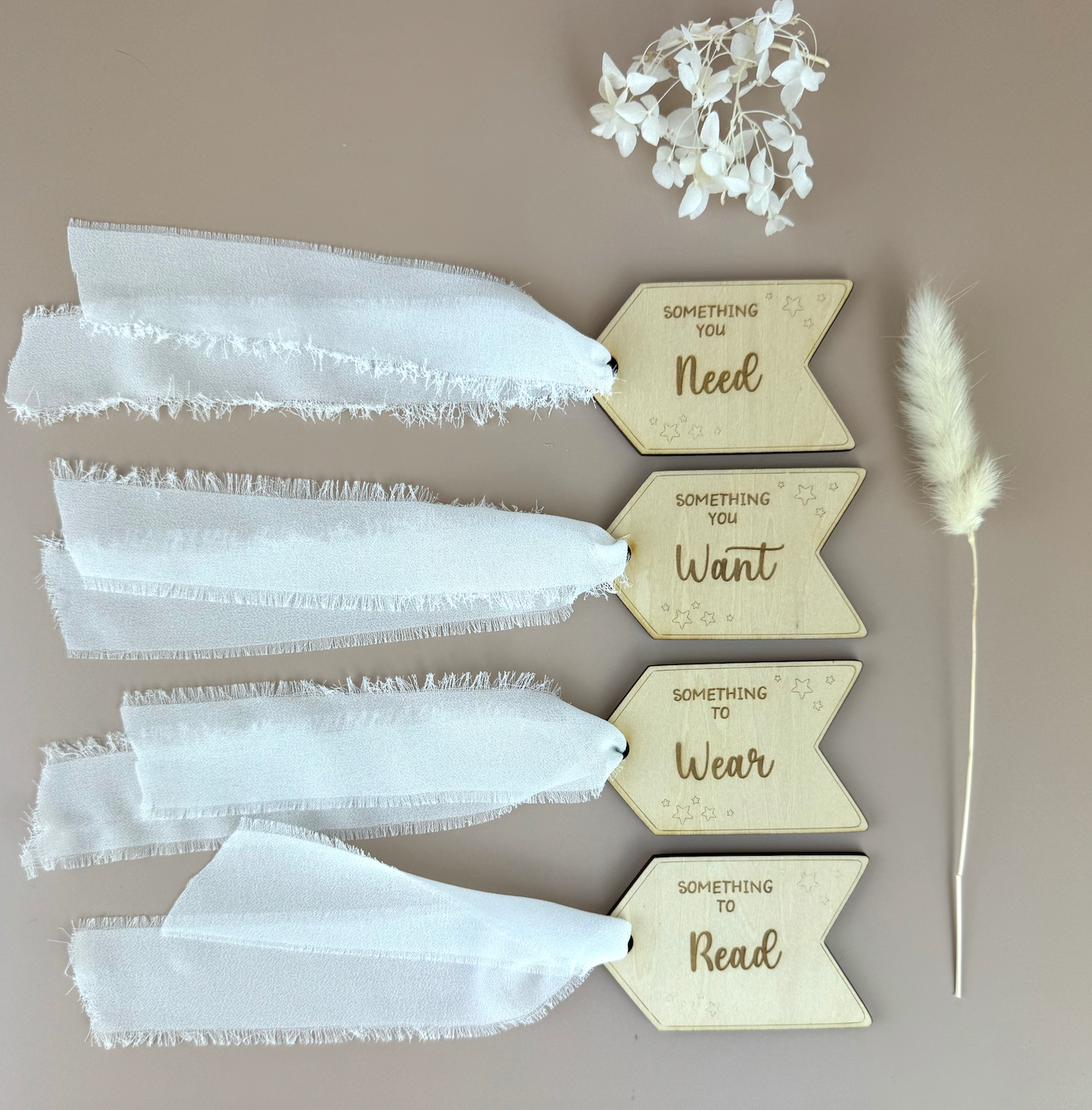 Christmas 'Something' gift tag set  - White Ribbon