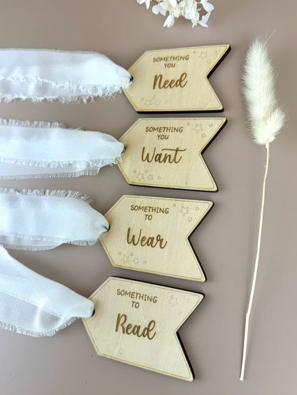 Christmas 'Something' gift tag set  - White Ribbon