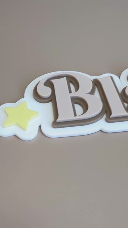 Custom Name Sign Detailed | Layered acrylic name plaque - Moon & Stars