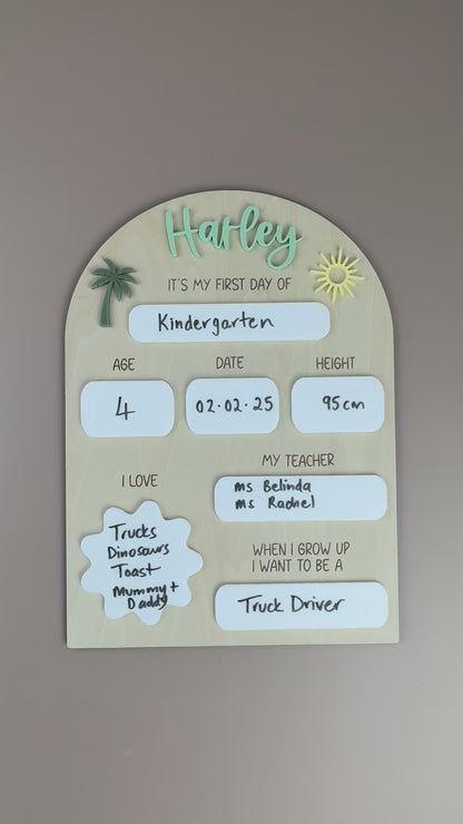 Custom It's My First Day School Board - Sun & Palm